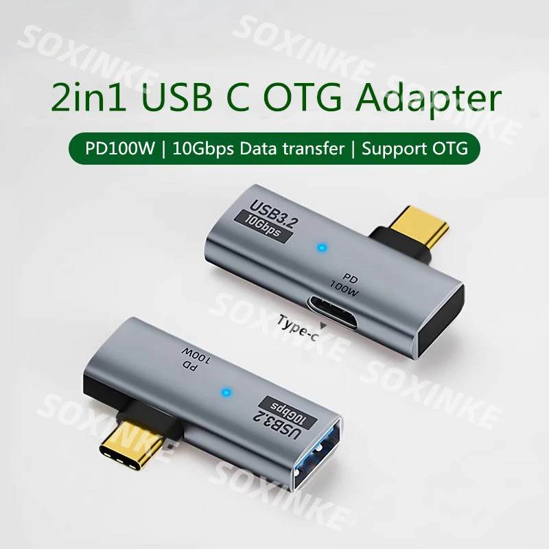 USB C OTG Cable 2in1 Adapter Type C to USB3.2 10Gbps PD100W Fast Charging Data Adapter for Samsung Huawei Xiaomi Laptop Tablet