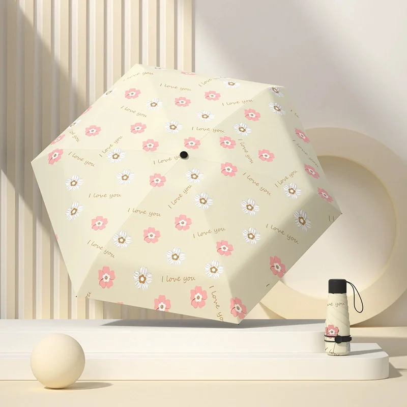 

Women's 5-Fold Floral Umbrella, Compact Portable, UV Protection, Sun & Rain Dual-Use