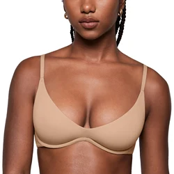 Women's Sexy Demi Balconette Bra Unlined Underwire Seamless Supportive Deep Plus Plunge Bras