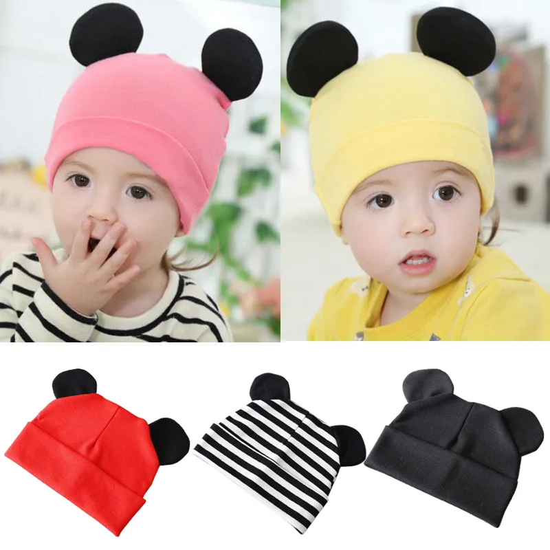 Disney Mickey Mouse Baby Pullover Cap Cute Cotton Cartoon Animals Style Beanie Hats for Child Warm Winter Caps Baby's Gift