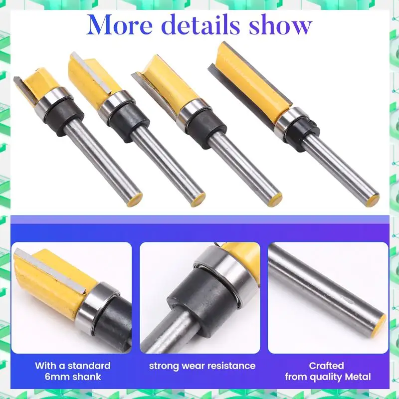 

FIZP 4 шт. 6,35 мм хвостовик прямой бита карбид вольфрама двойная флейта фреза для работы по дереву инструмент фреза