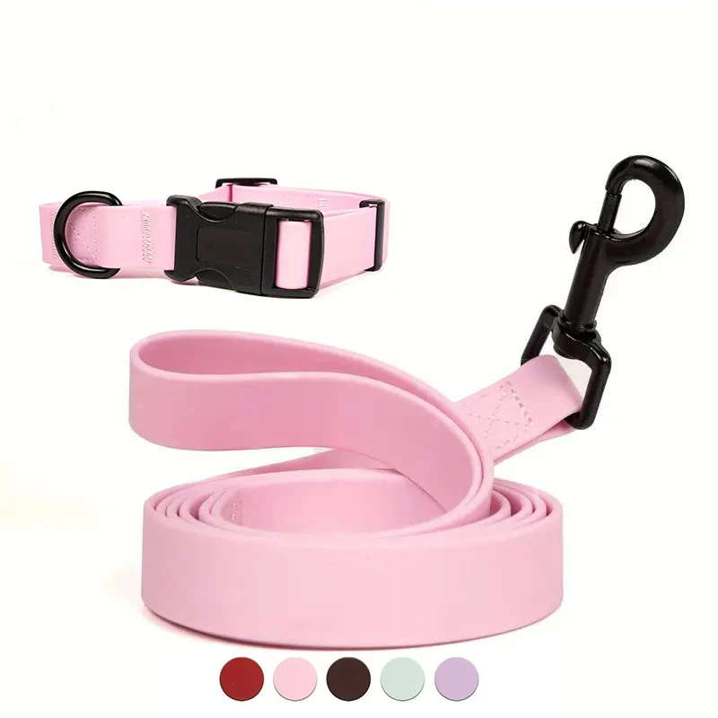 Conjunto de Collar y correa ajustable para perro, Correa impermeable de PVC para perros pequeños, medianos y grandes