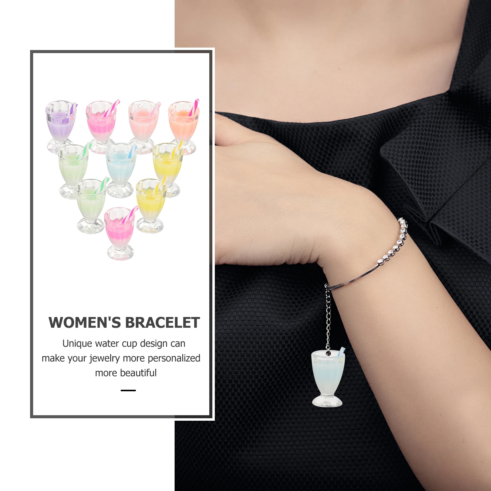 

Jewelry Making Resin Keychain Mini Cup Charms Drinking Bottle Craft Plastic Pendant
