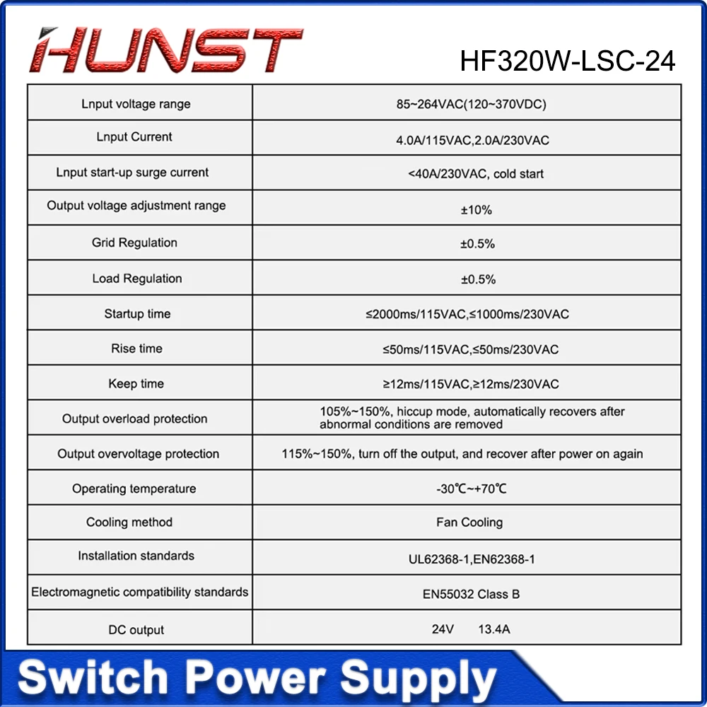HUNST HF320W-LSC-24V AC100-240 Fuente de alimentación conmutada adecuada para máquina de marcado láser CO2, máquina de grabado