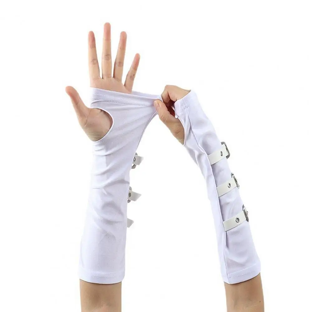 Goth Arm Warmers Fingerless Gloves Women Punk Metal Buckle Arm Warmers Gothic Steampunk Arm Sleeves Cosplay Party Accessories - view 5