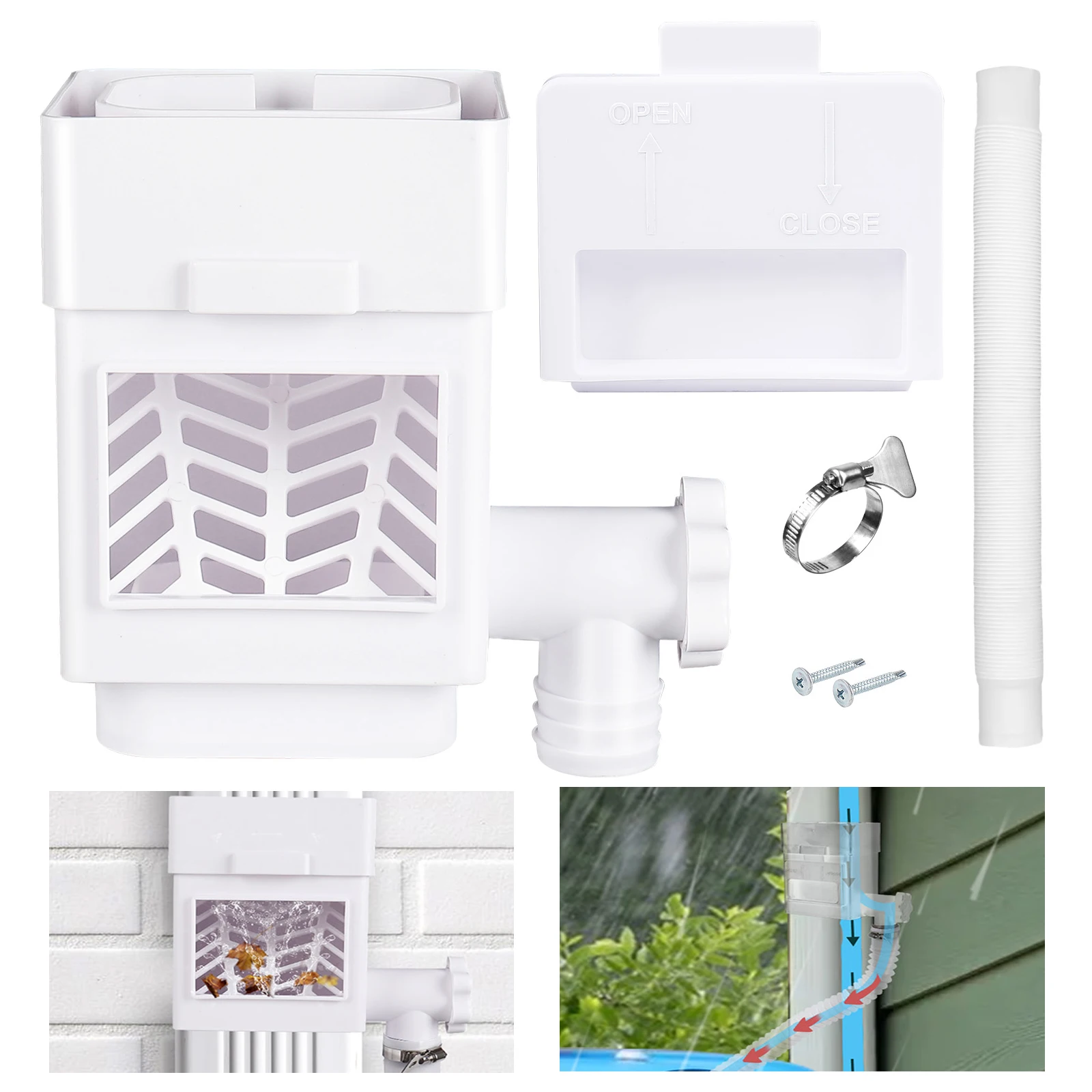 

Rainwater Collection System Rain Barrel Diverter Fits for 2"x 3" or 3"x 4" Downspouts Diverter with Adjustable Valve and Filter