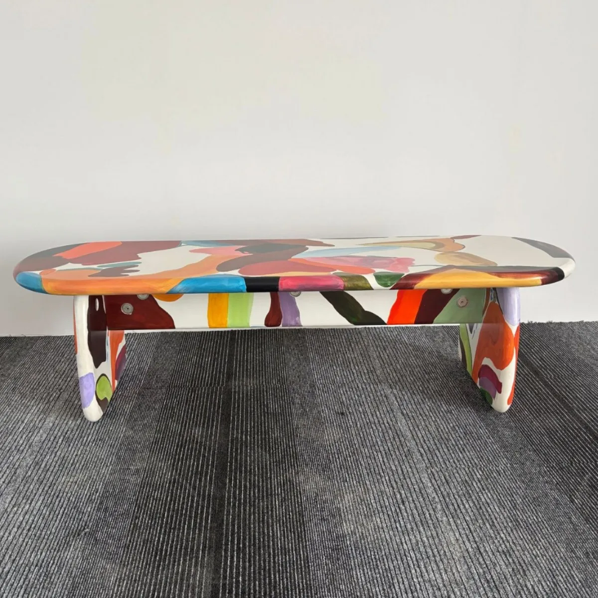 Painted Hand Painted Oil Painting Bench Restaurant Creative Personality Abstract Painting Internet celebrity ins Wind Bench