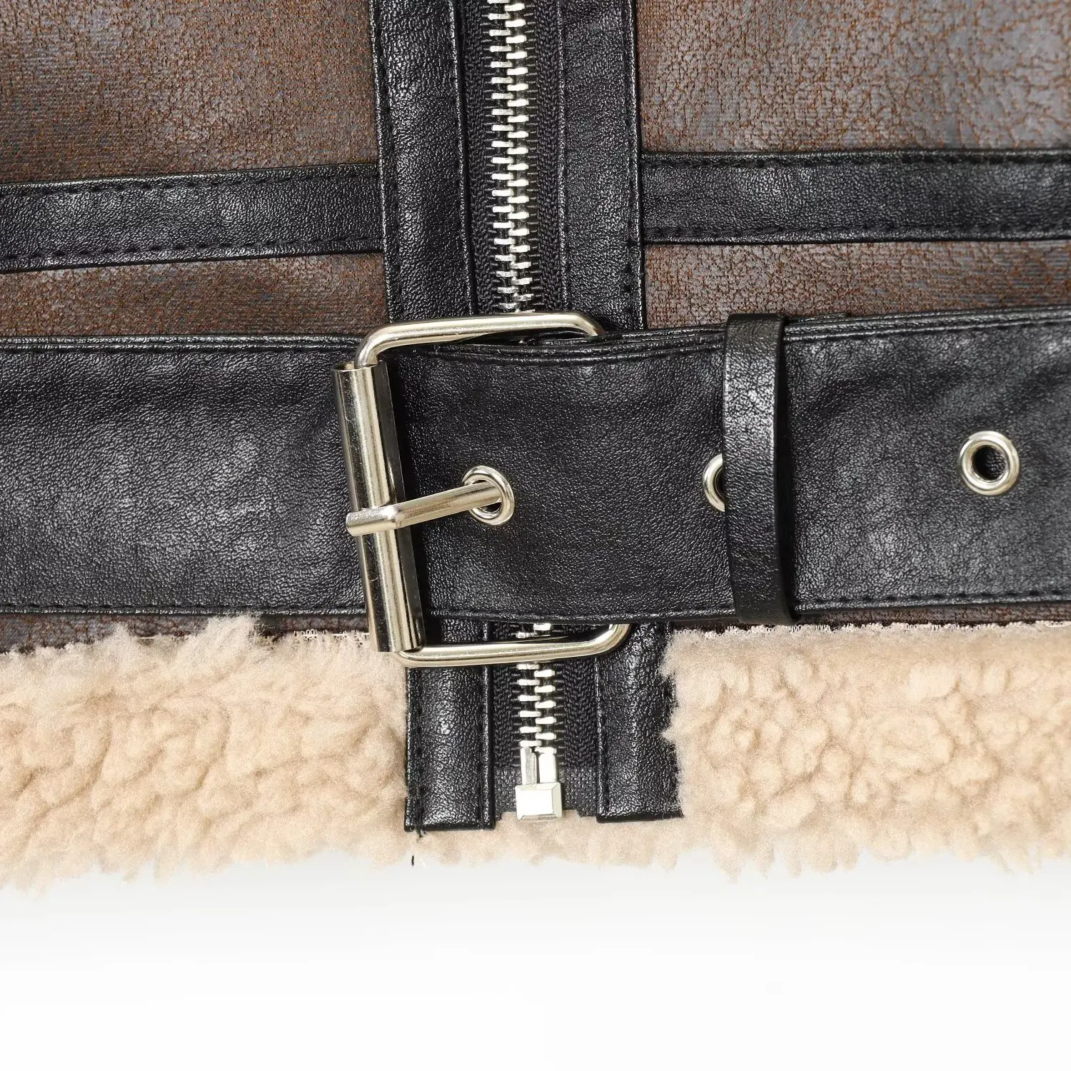 양면 착용 가능한 여성용 가죽 및 모피 칼라 코트 유럽 스타일 루즈핏 롱 코트 지퍼 클로저