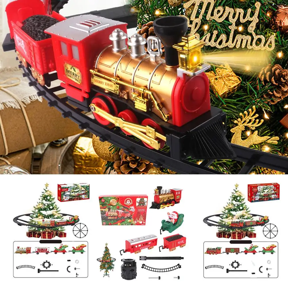 Christmas Series Classical Remote Control Small Train Track Electric Steam Track Train Model Lights Children's Holiday Gifts