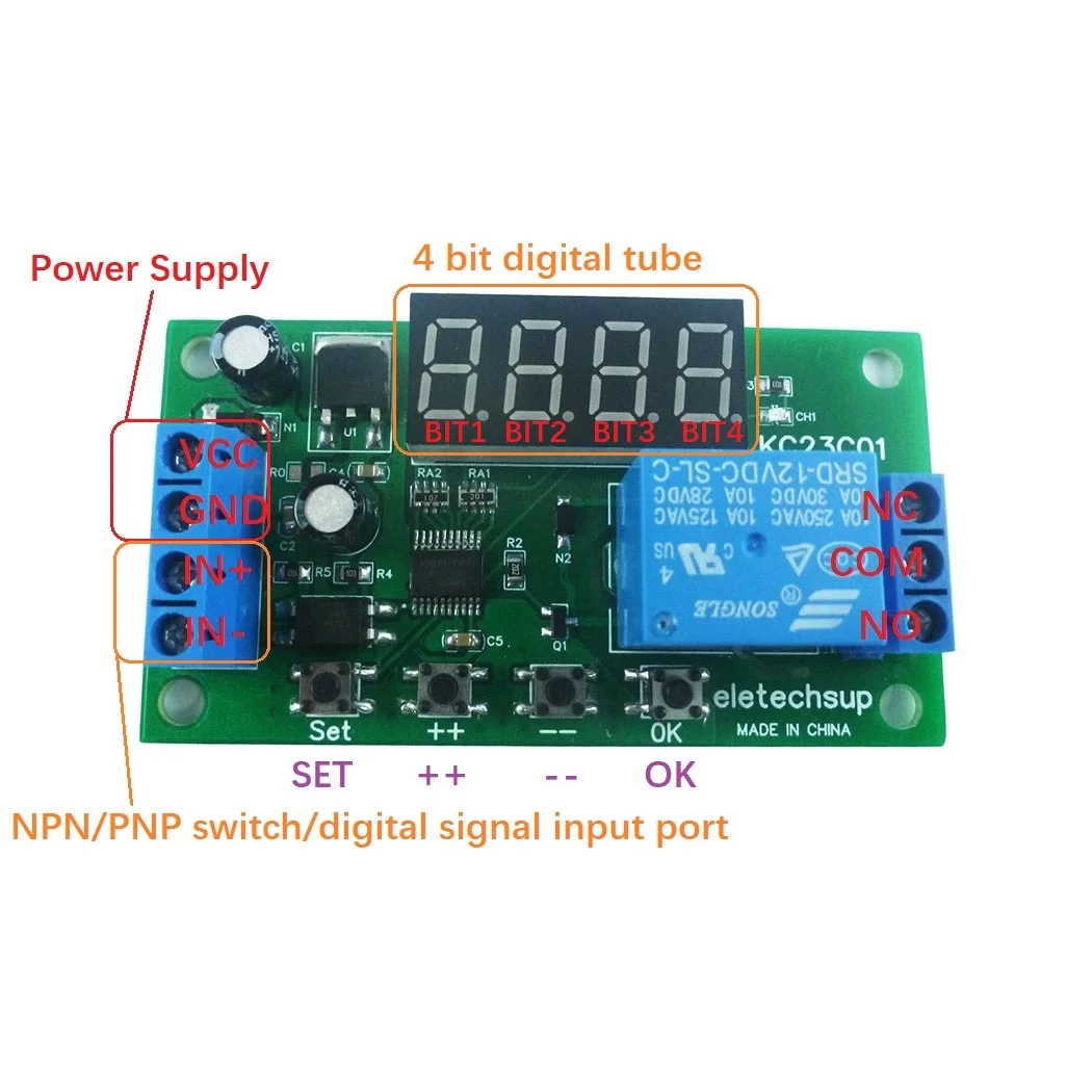 Interruptor contador de pulso multifunción DC 5V 12V 24V temporizador ajustable retardo de encendido/apagado relé PLC módulo sensible preciso estable