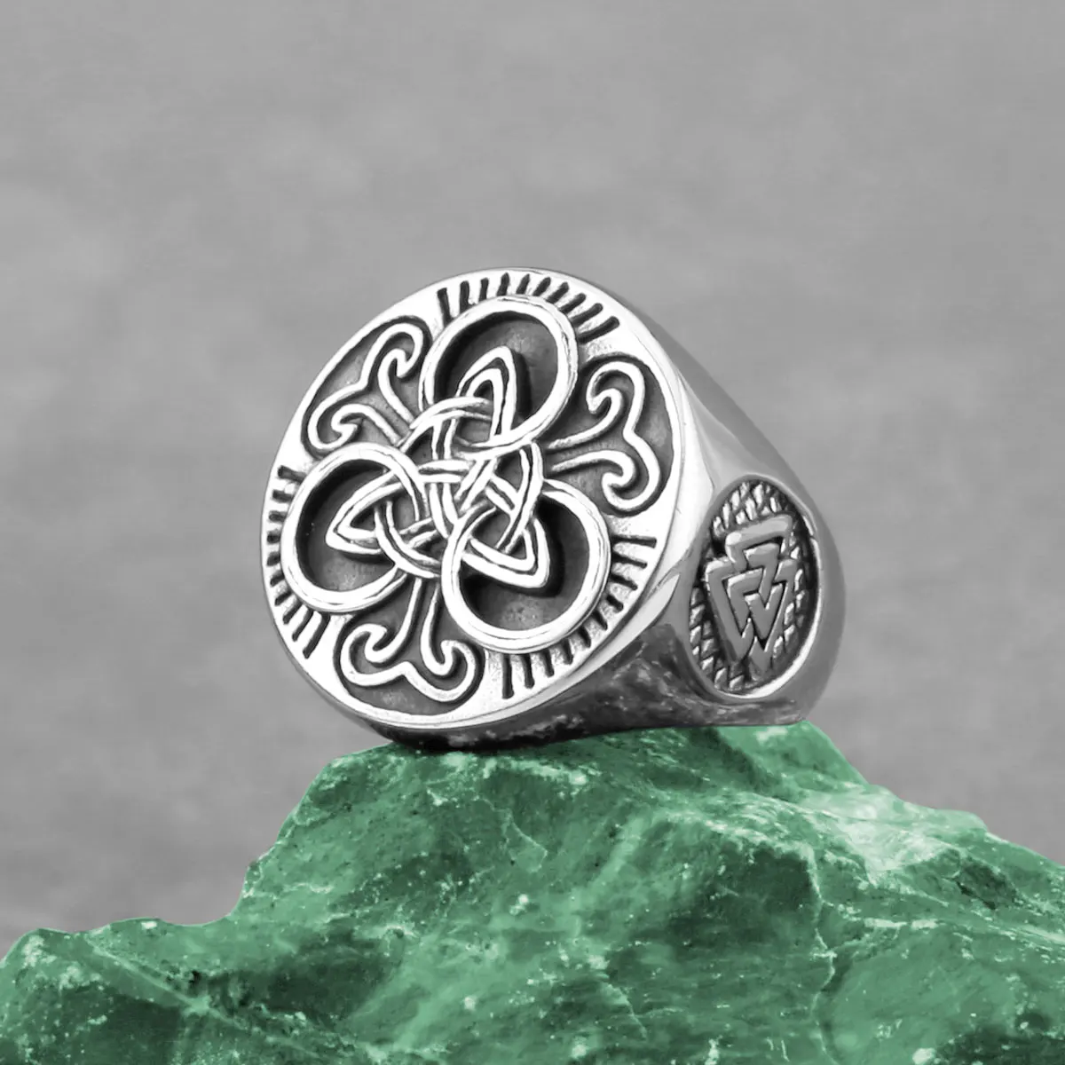 Stainless Steel Victoria Odin Trinity Rune Ring Men Retro Fashion Celtic Knot Amulet Accessories Hip Hop Biker Jewelry Wholesale