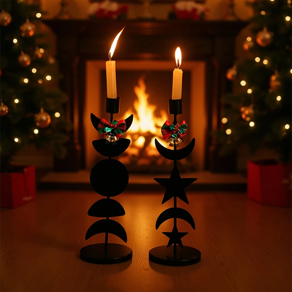 1pcs Candle Holder Elegant Black Iron Candlestick With Sun And Moon Design For Home Weddings Birthday Parties Intimate Dinners
