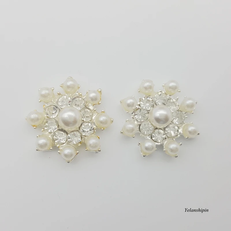 

30pcs/lot High Quality Vintage Silver Clear Crystal Buttons For Headbands Rhinestone Button For Hair Accessories Supplies