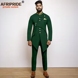 Men`s Suit African Clothes Slim Fit Embroidery Single Breasted Blazer and Trousers Set Formal Outfits with Kerchief 2416031