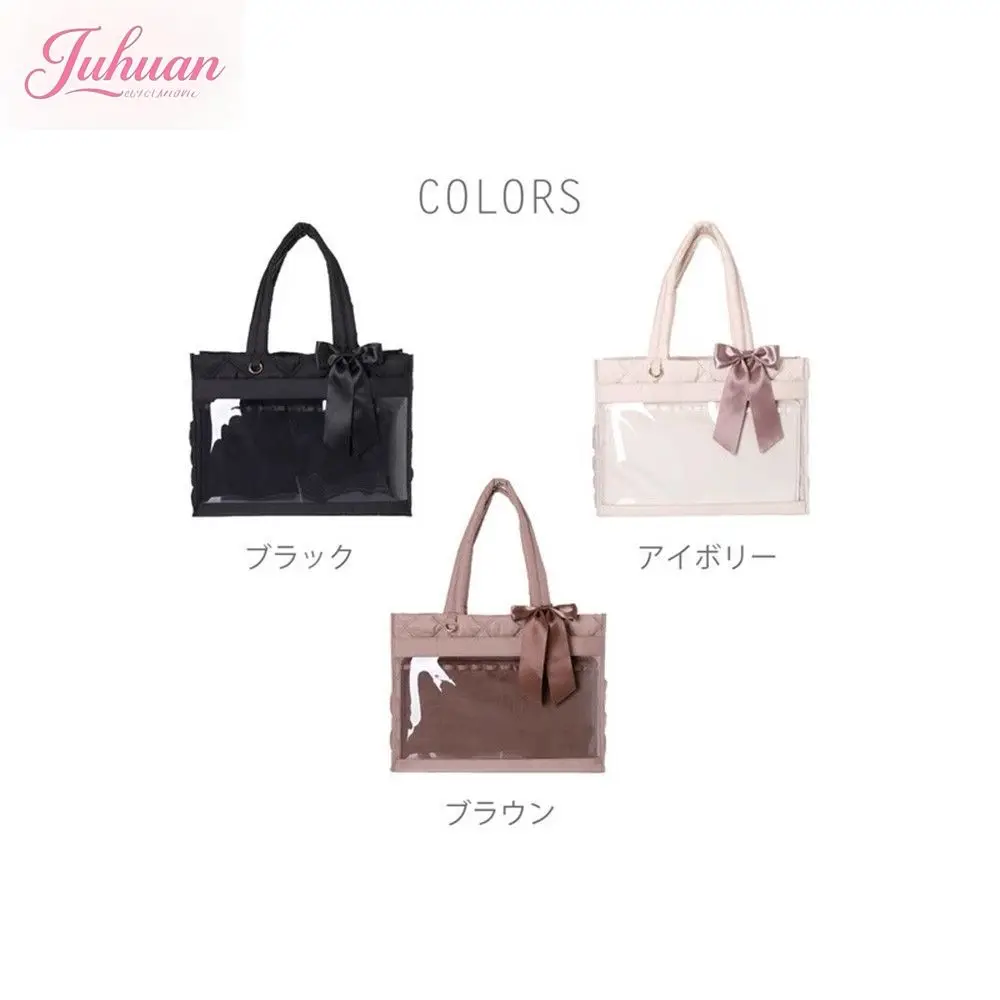 Japanese Ribbon Ltabag Women Large Capacity Food Intake Two-dimensional Bar Millet Bow Cute One Shoulder Underarm Tote Bags Girl