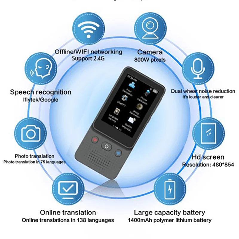 Dispositivo de tradução de idioma portátil com alta precisão, on-line, offline, foto, InstantI, viagens internacionais, negócios