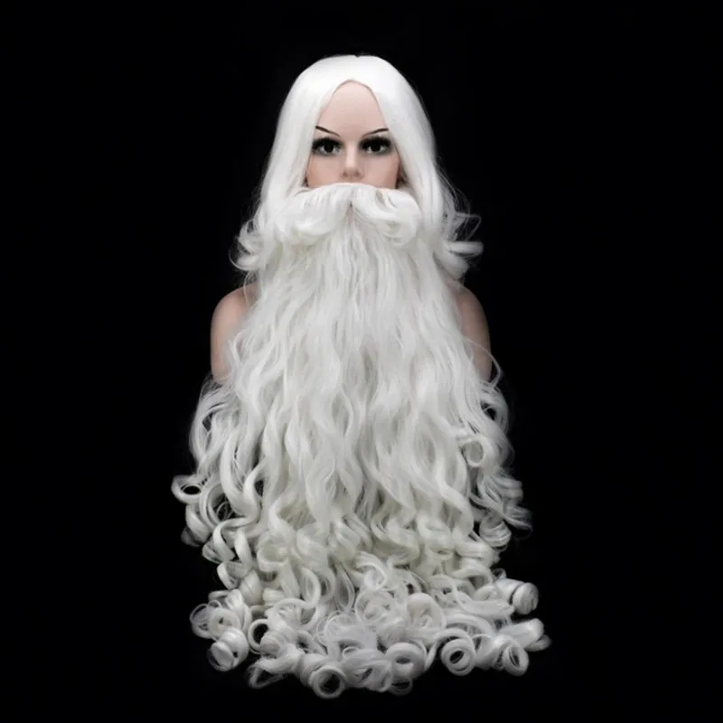 

Top Quality Santa Claus Wig Beard Long White Fancy Christmas Party Hot Festive 60/80cm Halloween Accessory