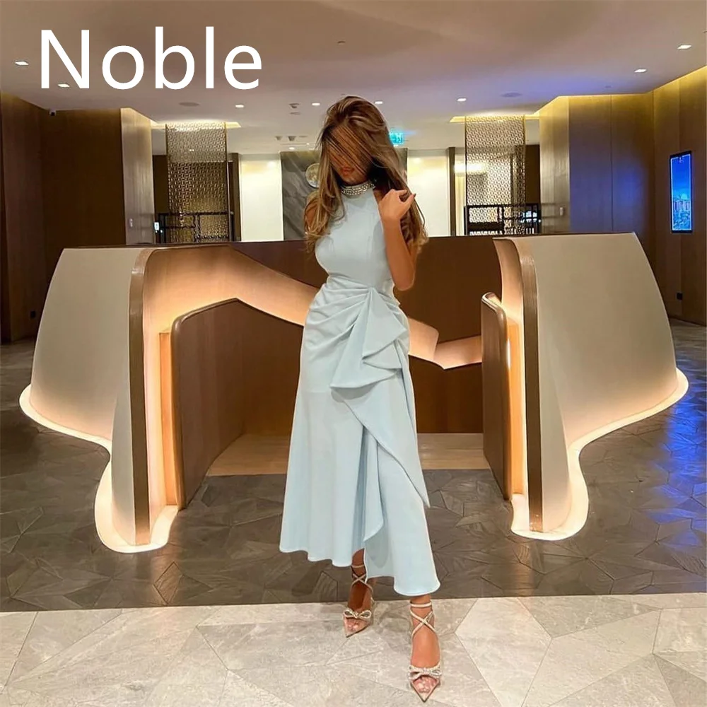 Noble Halter Neckline Prom Dress Sleeveless With Tea Length Evening Summer Elegant Party Dress For Women2023