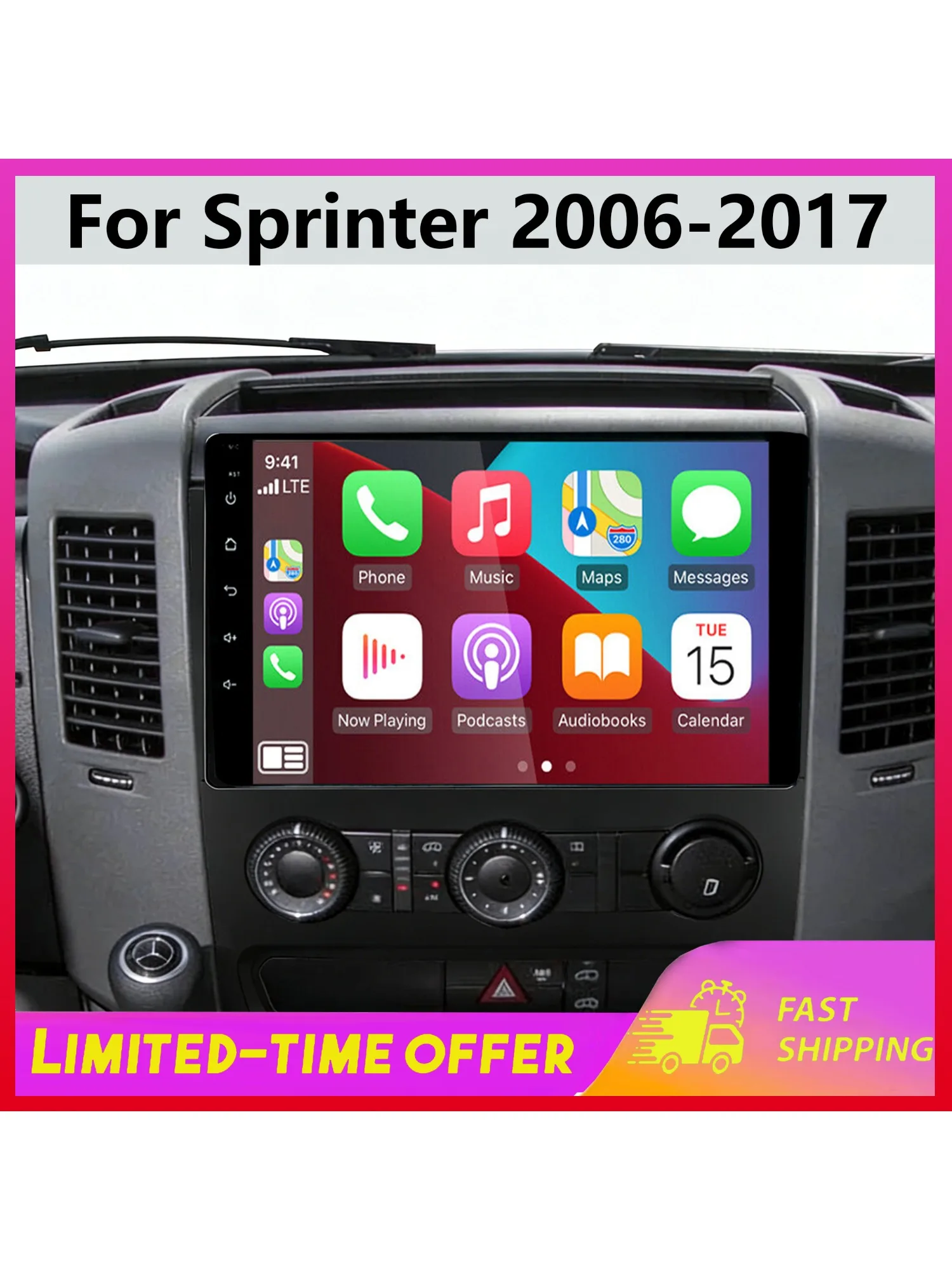 10 inch Carplay Radio voor Mercedes Benz Sprinter 2006-2017 Crafter Draadloos Android Auto Multimedia Intelligent Systeem - afbeelding 2