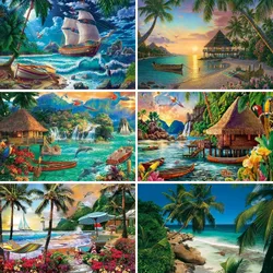 Tropical Island Diamond Painting Kit, Full Drill DIY 5D Diamond Art Kit Island Life, Diamond Paint By Number for Beginner