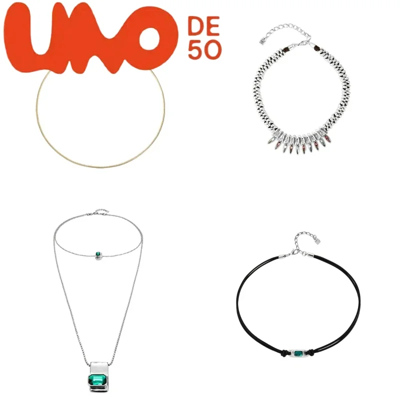 

2025 new Spanish original unode50 jewelry light luxury crystal leather necklace texture high-end girls party accessories
