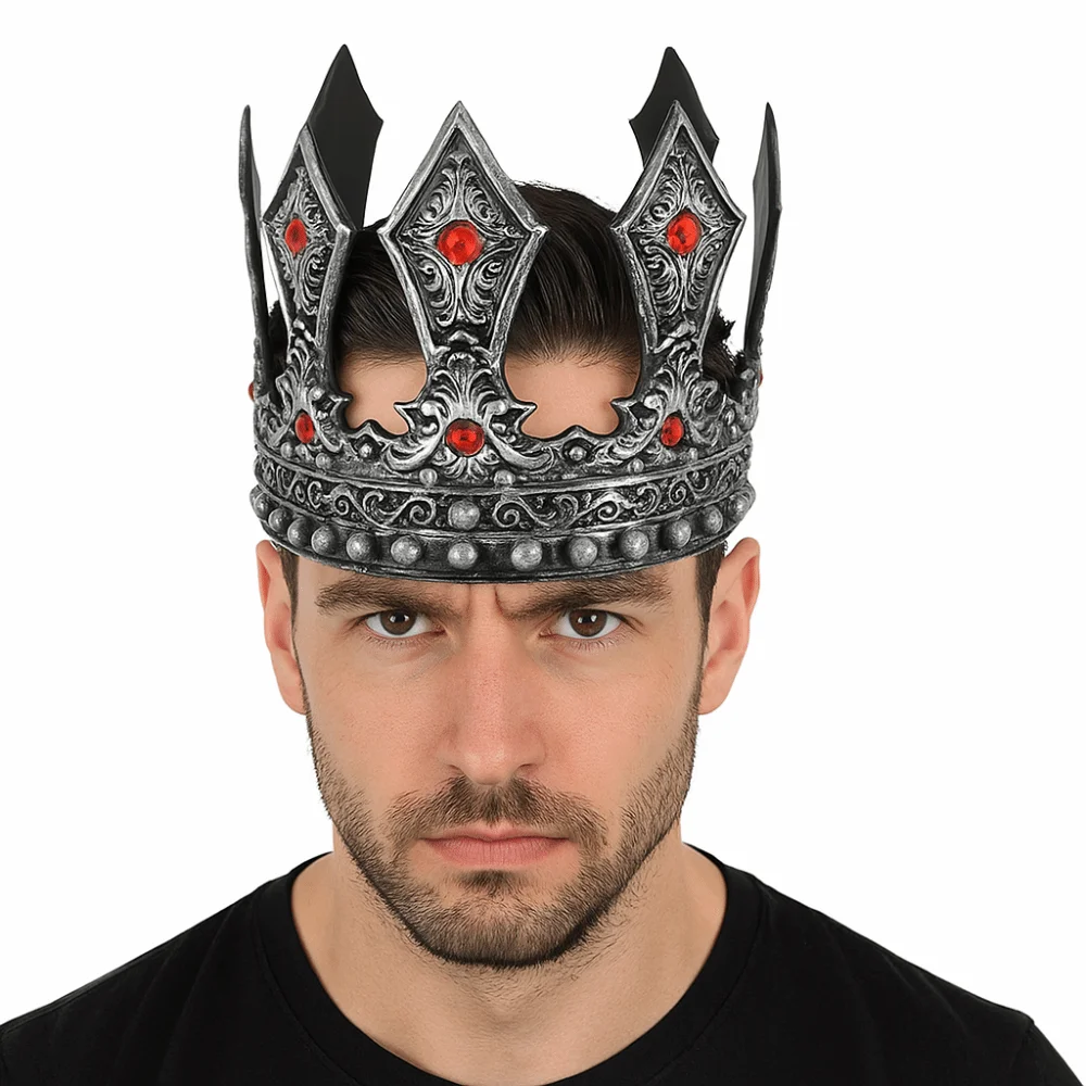 Exquisite King Crown Zircon Medieval Style Metal Prince Tiara Headband Hair Hoop Halloween Costume Accessories Women/men
