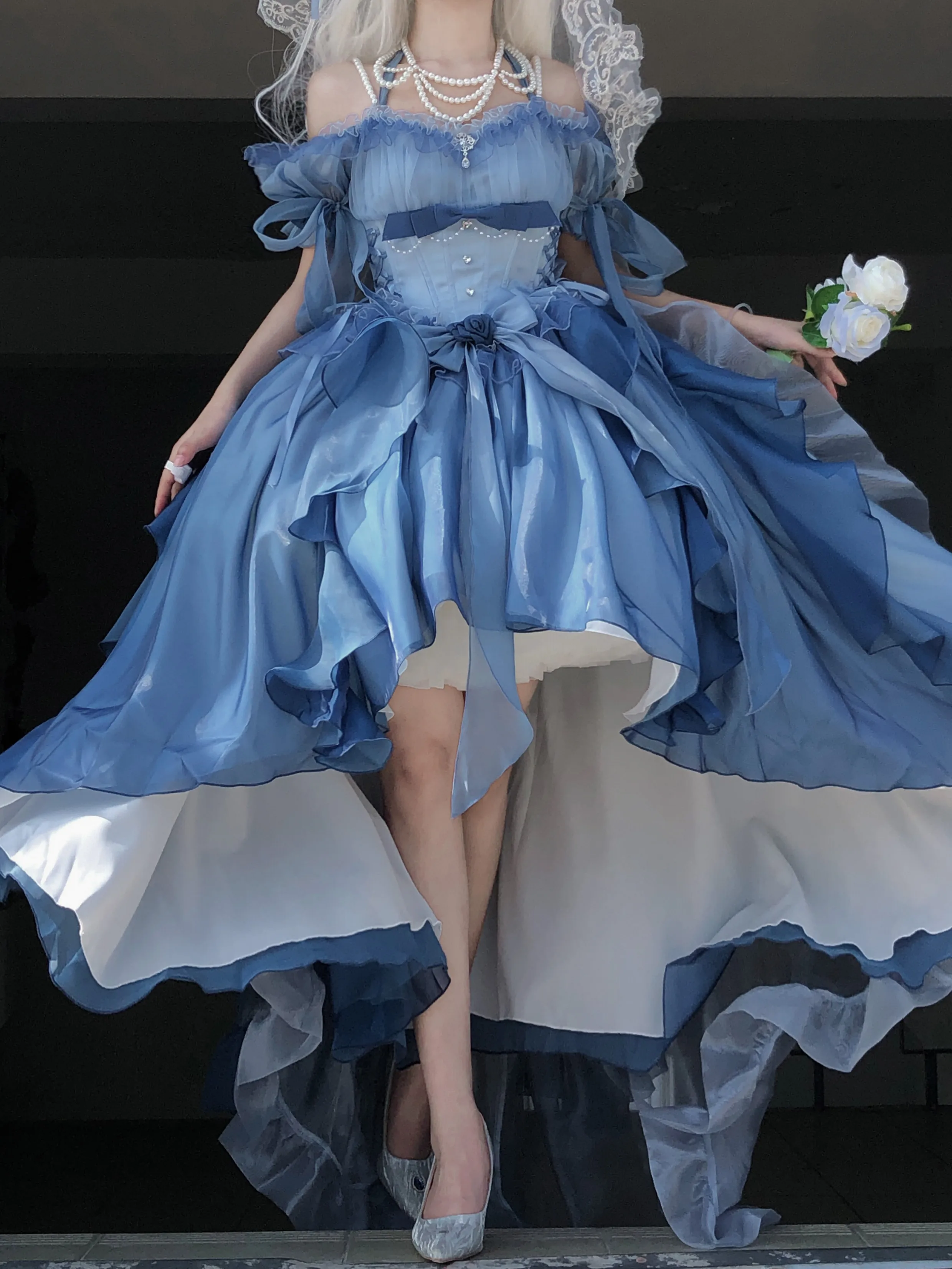 Deep Sea Blue Gradient Original Lolita Dress Women's Braces Skirt Banquet Dress Princess Play Dress Japanese Sweet Princess