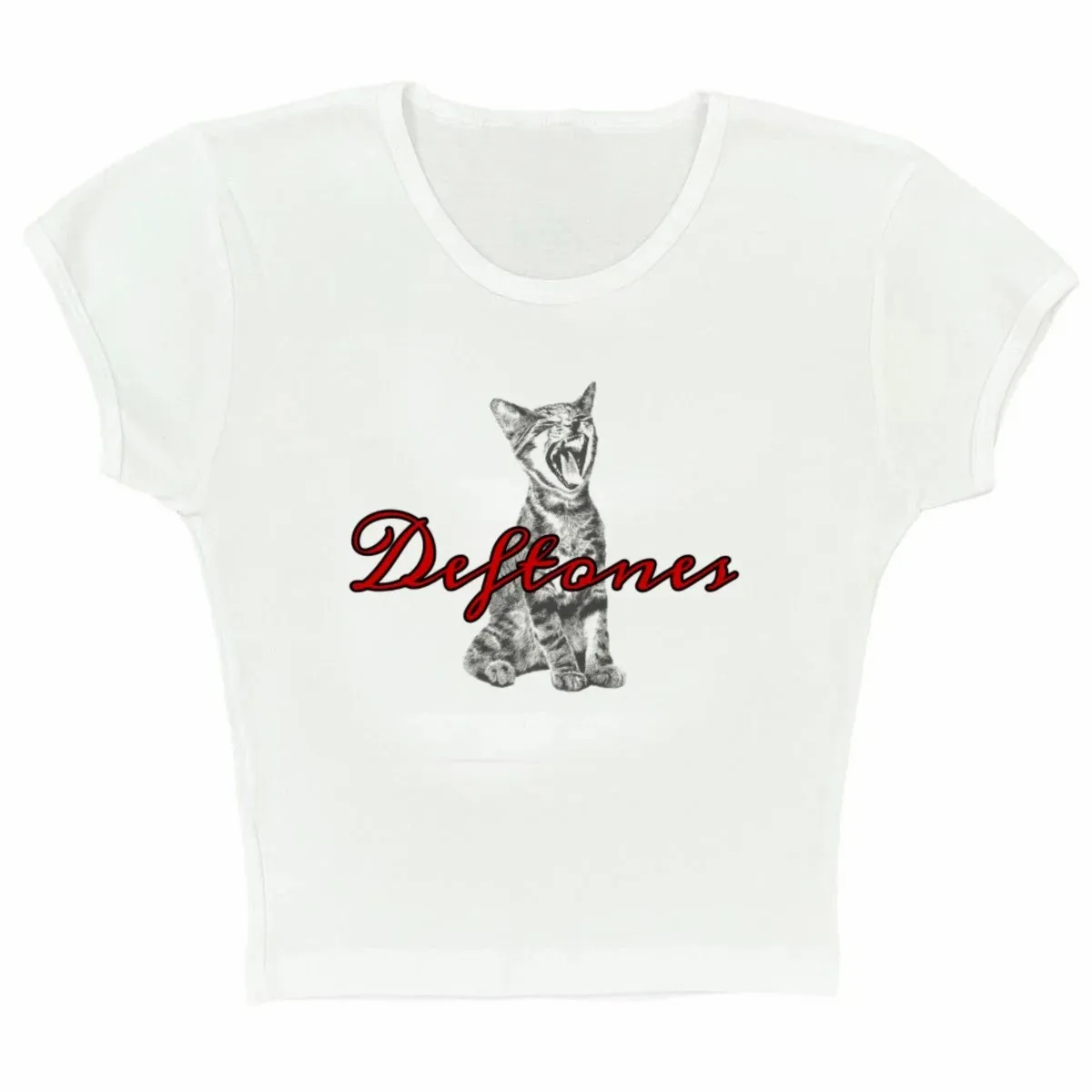 O-Neck Streetwear Crop Tops Women Summer Fashion Cat Print Casual T Shirts Basic Sexy Streetwear Brown Short Sleeve Picnic ins