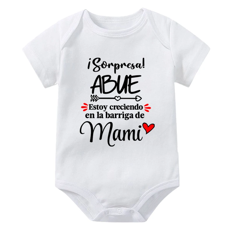 Surprise Grandparents I'm Growing in Mom's Belly Print Baby Bodysuit Pregnancy Announcement Infant Bodysuit Baby Reveal Clothes