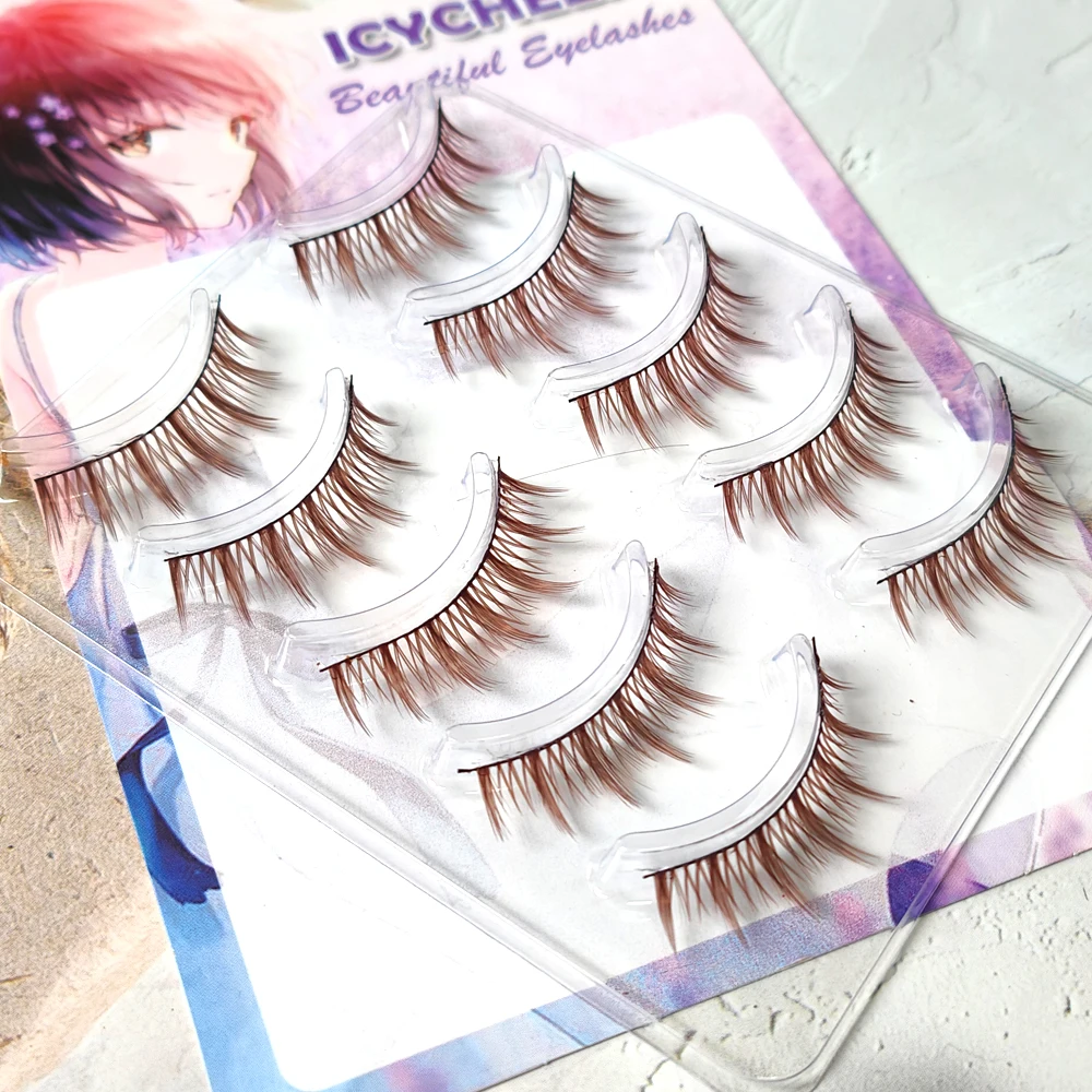 Colori marroni Natural Thick look Fairy ciglia finte ciglia fatte a mano Extension rejuuble Japanese Cosplay Anime Eyelash