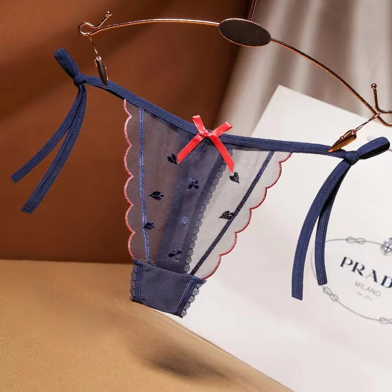 Slip séduisant à lacets avec des nœuds charmants pour femmes, sous-vêtements Sexy taille basse, culotte Pure Passion