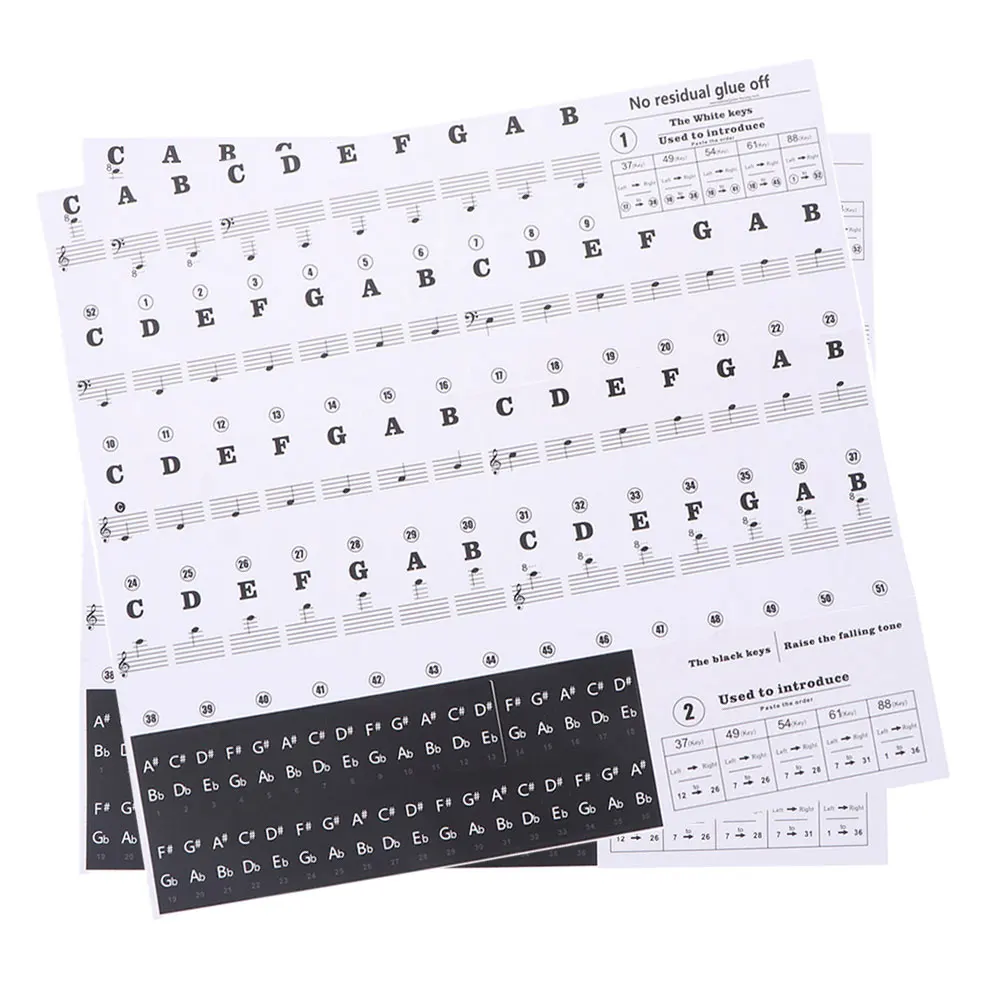 

2 pcs Piano Keyboard Stickers Transparent Music Notes Overlay Electronic Organ Beginners Reusable Clear Protective Musical