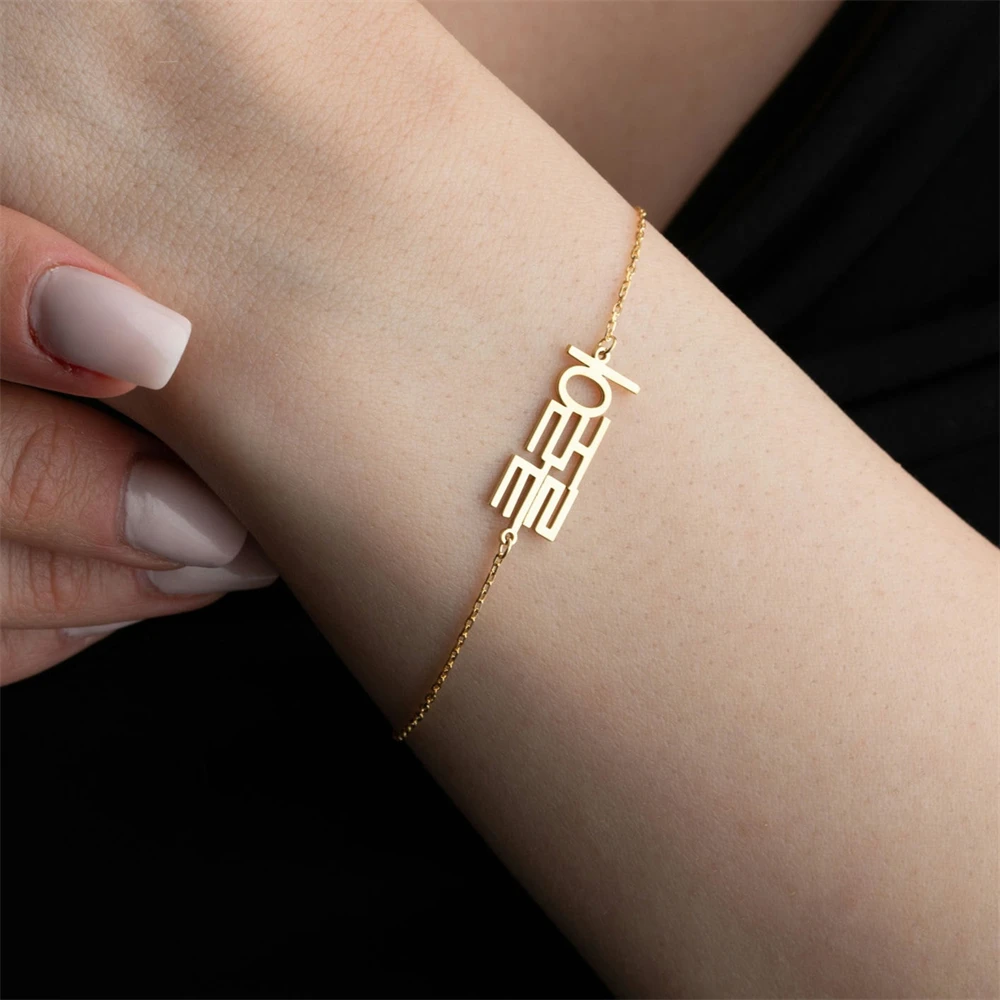 Customized Korean Name Bracelet Kpop Jewelry Personalized Adjustable Chain Hindi Name Bracelets Stainless Steel Armenian Bijoux