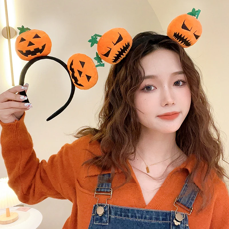 Accesorios para el cabello de muñeca de dibujos animados, tocado de actuación, decoración, diadema de calabaza del diablo, diadema divertida para Halloween