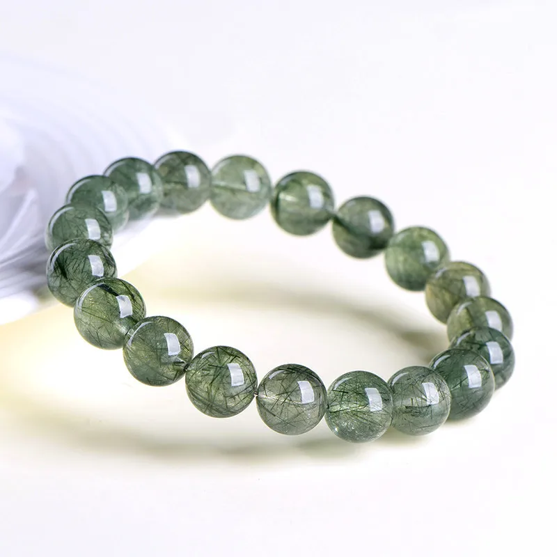 

Натуральный Бразильский зеленый кристаллический браслет из рутилированного кварца класса 7A/6A