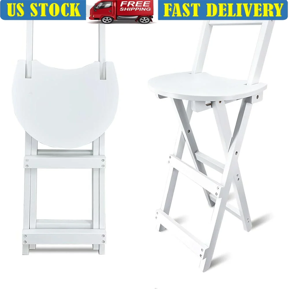 

Folding Bar Stool Portable Kitchen Counter Chair Outdoor Wooden Bar Stool Space Saving Ergonomic Design Easy Clean No