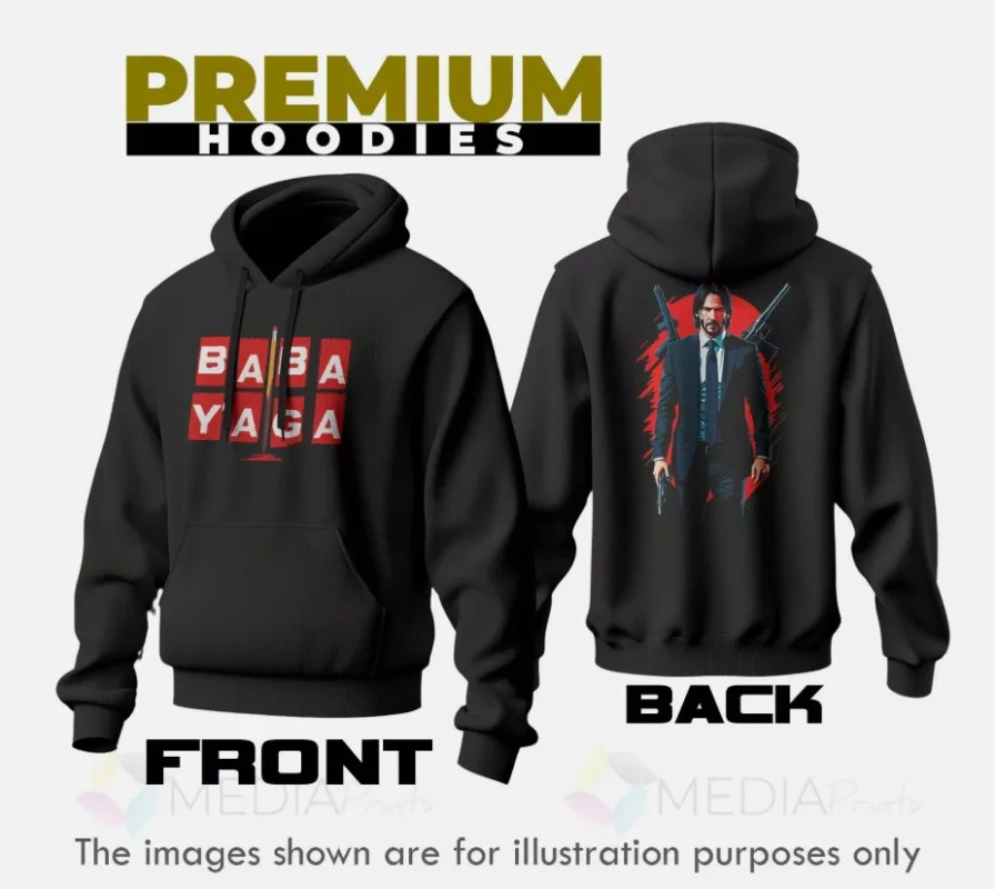 

Black Hoodie BABA YAGA Inspired By John Wick PREMIUM-JW-A03a Jumper Hoodie Autumn and Winter Cotton Fleece Sport Top New