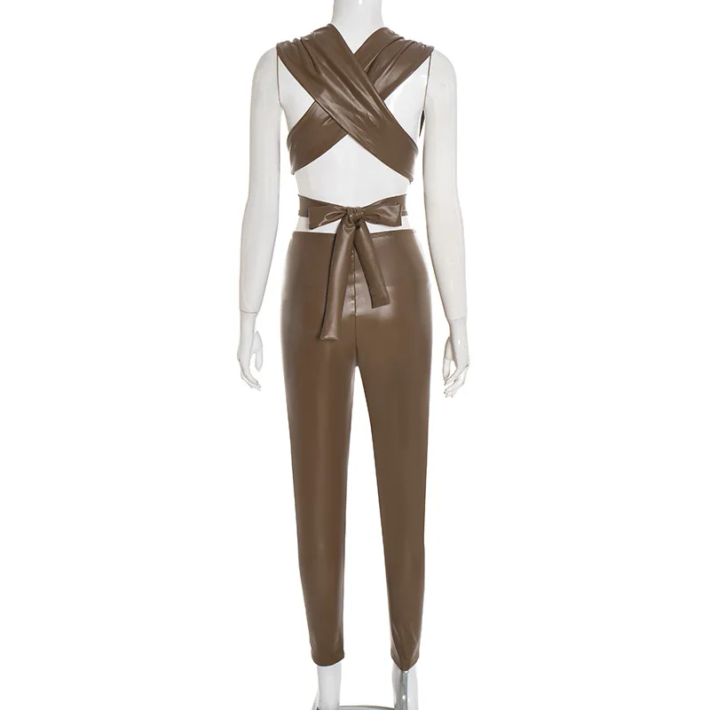 بدلة قفز جلدية مثيرة للنساء لخريف وشتاء وخريف ونوادي الحفلات أنيقة بدلة قطعة واحدة فاخرة بدلة قطعة واحدة #6