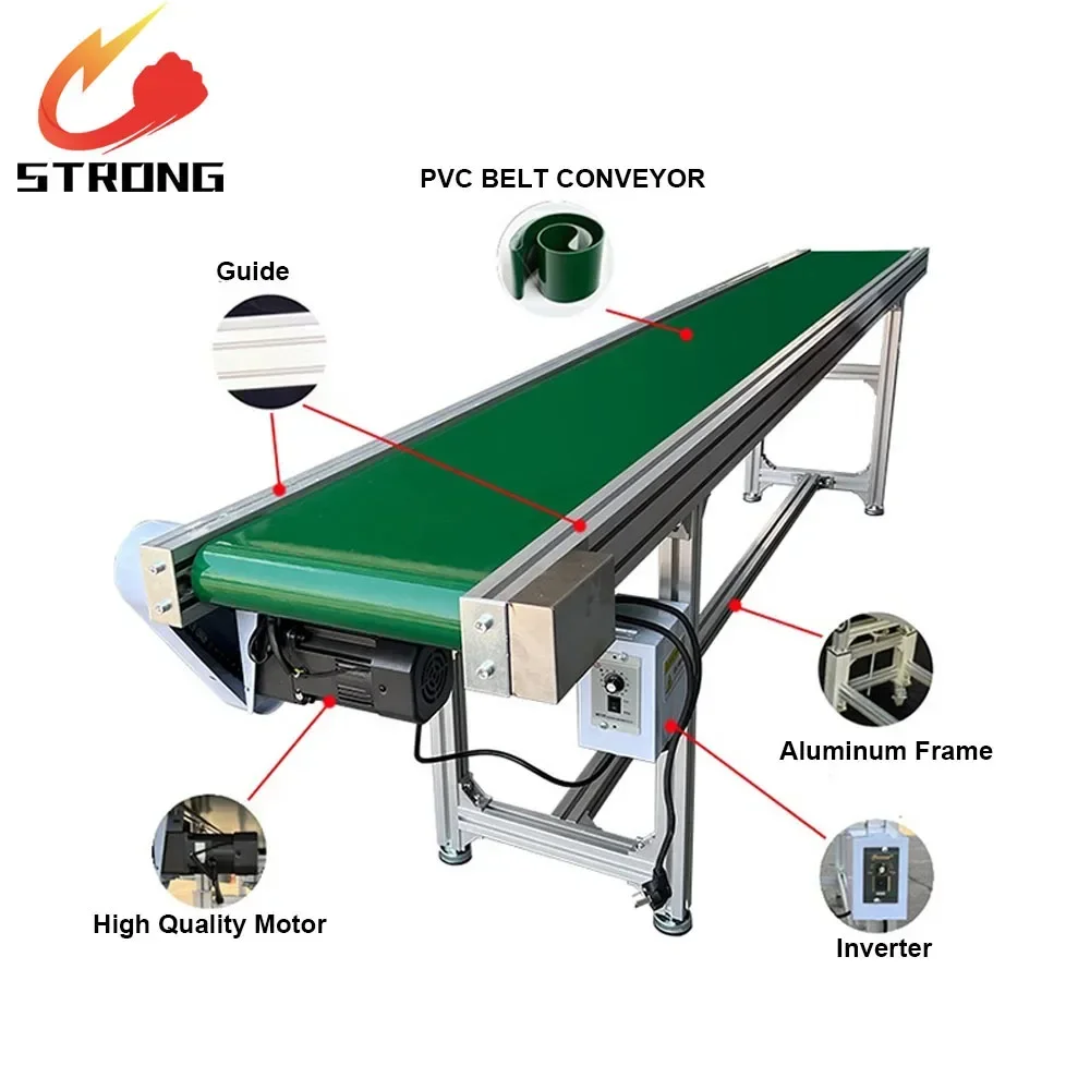 Chinese Manufacturer Customize PVC Belt Conveyor Powered Belt Conveyors Production Line With Adjustable Speed