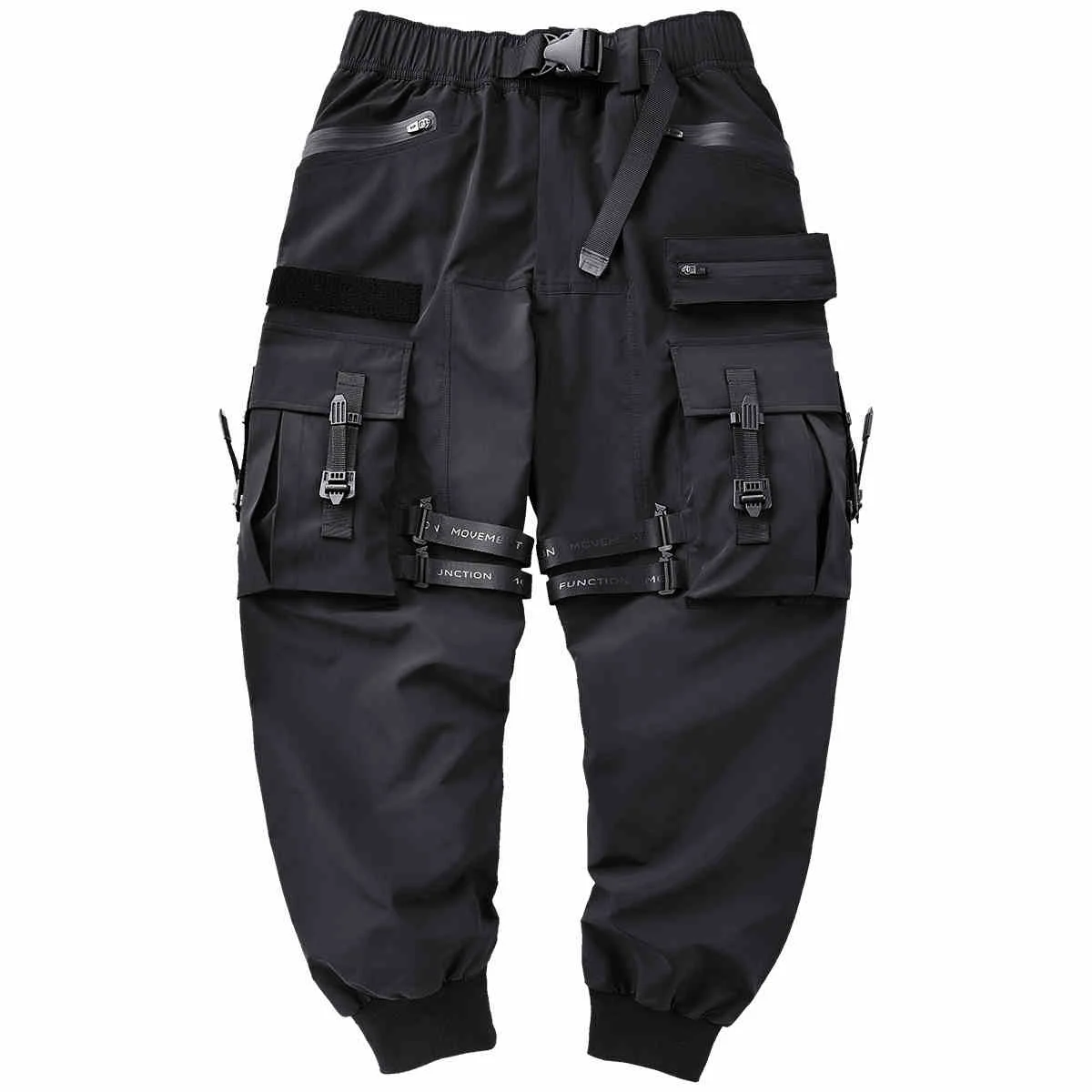 

Men's Hip Hop Cargo Pants Button Ribbons Pockets Joggers Fashion Techwear Pencil Trousers Side Harem for Men