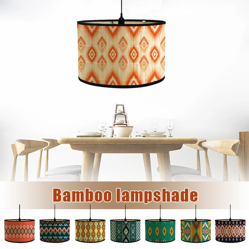 30cm Nordic Home Chandelier Lamp Shade Japanese Homestay Retro Printing Bamboo Art Lampshade Cafe Decor Hanging Lamp Cover