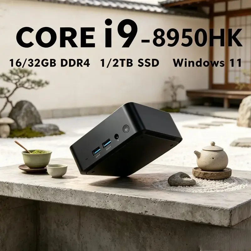 

Space-saving Mini PC Core I9 8950HK, Win11 ,16GB SSD ,WiFi6 ,BT5.2, 4K, While Delivering Top Performance for Home & Office