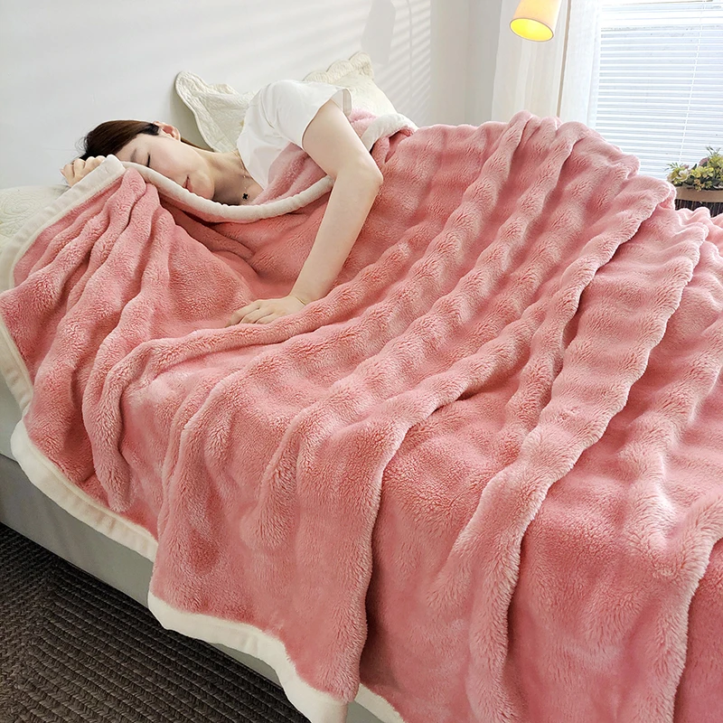 Fluffy Solid Color Super Soft Blankets Girls Women Pink Warm Throw BlanketS Air Conditioning Thin Blanket Sofa Cover Bedspreads