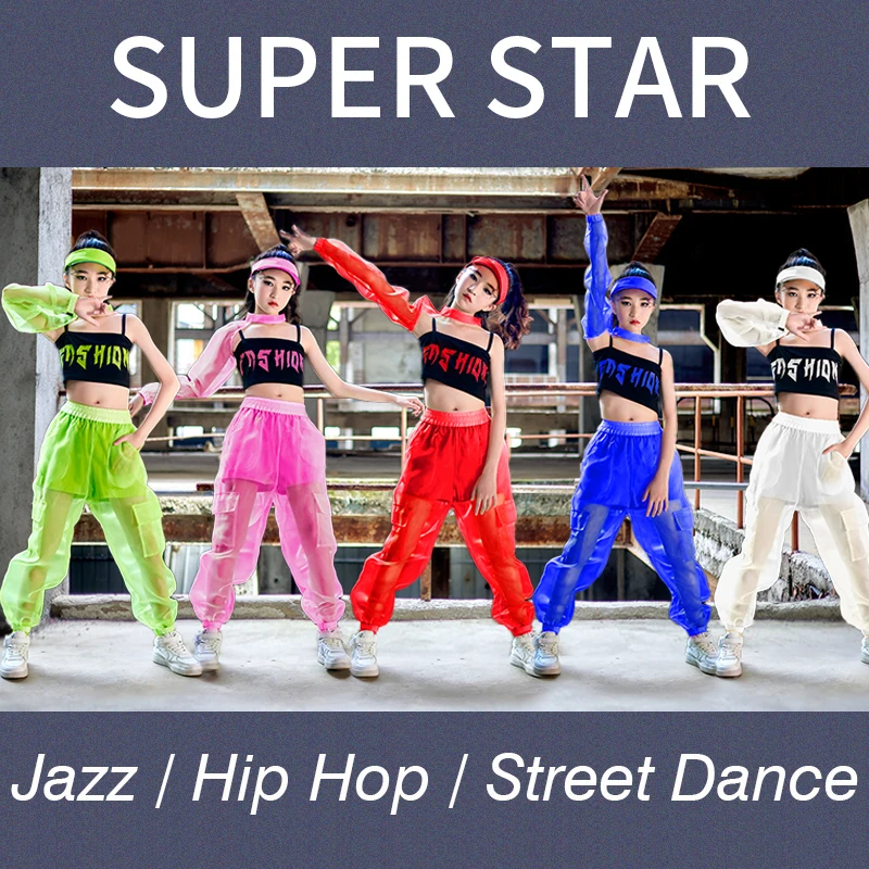 Single-Sleeved Girls Clothes Jazz Modern Dance Performance Stage Costume Kids Hip Hop Clothing Concert Wear Kpop Outfit BL8722