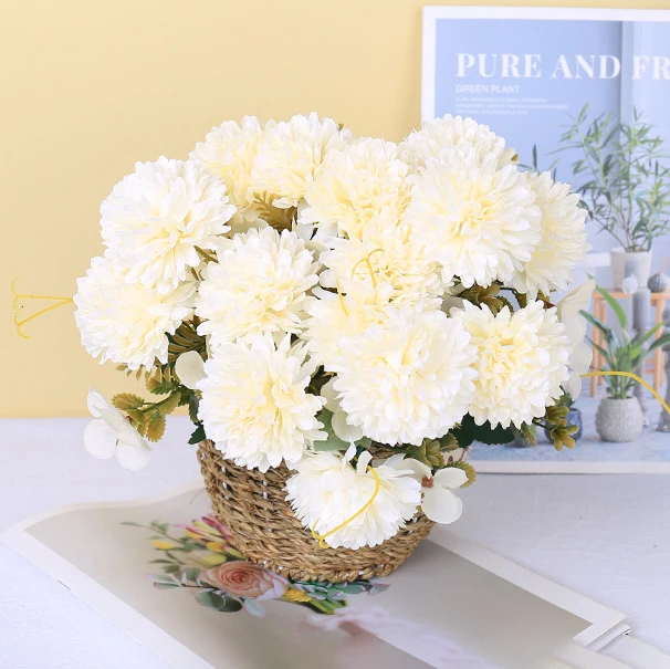 Künstliche Blumen Seidenkugel-Chrysanthemen Heimdekoration Vase Outdoor Garten Bogen Hochzeit Brautstrauß Festival DIY Geschenk – Detail 5