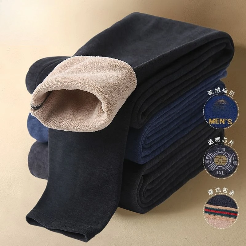 Men Warm Bottoms Pants Comfortable Underpants Sleepwear High Waist Fleece Close-fitting Elasticity Cold-proof Tights Leggings