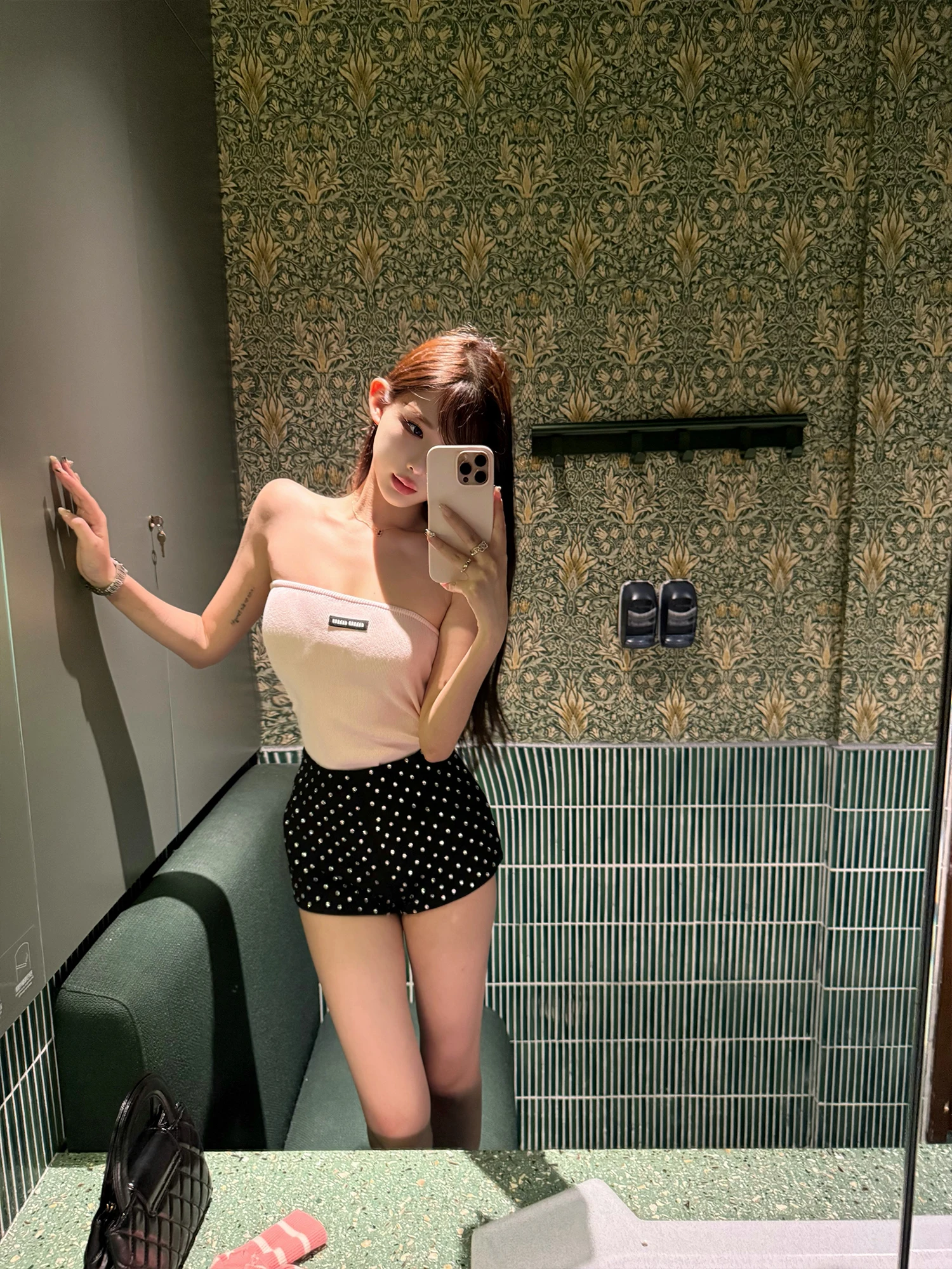 

Chen nduo Women's One-Piece Knitted Tube Top Inner Wear Vest Elastic Letter Weave Strap ort Length Striped Commute Sle