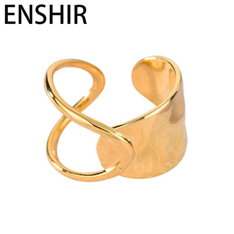 ENSHIR Hollow Irregular Alien Wide Adjustable Ring for Women Fashion Cool Jewelry Gifts anillos