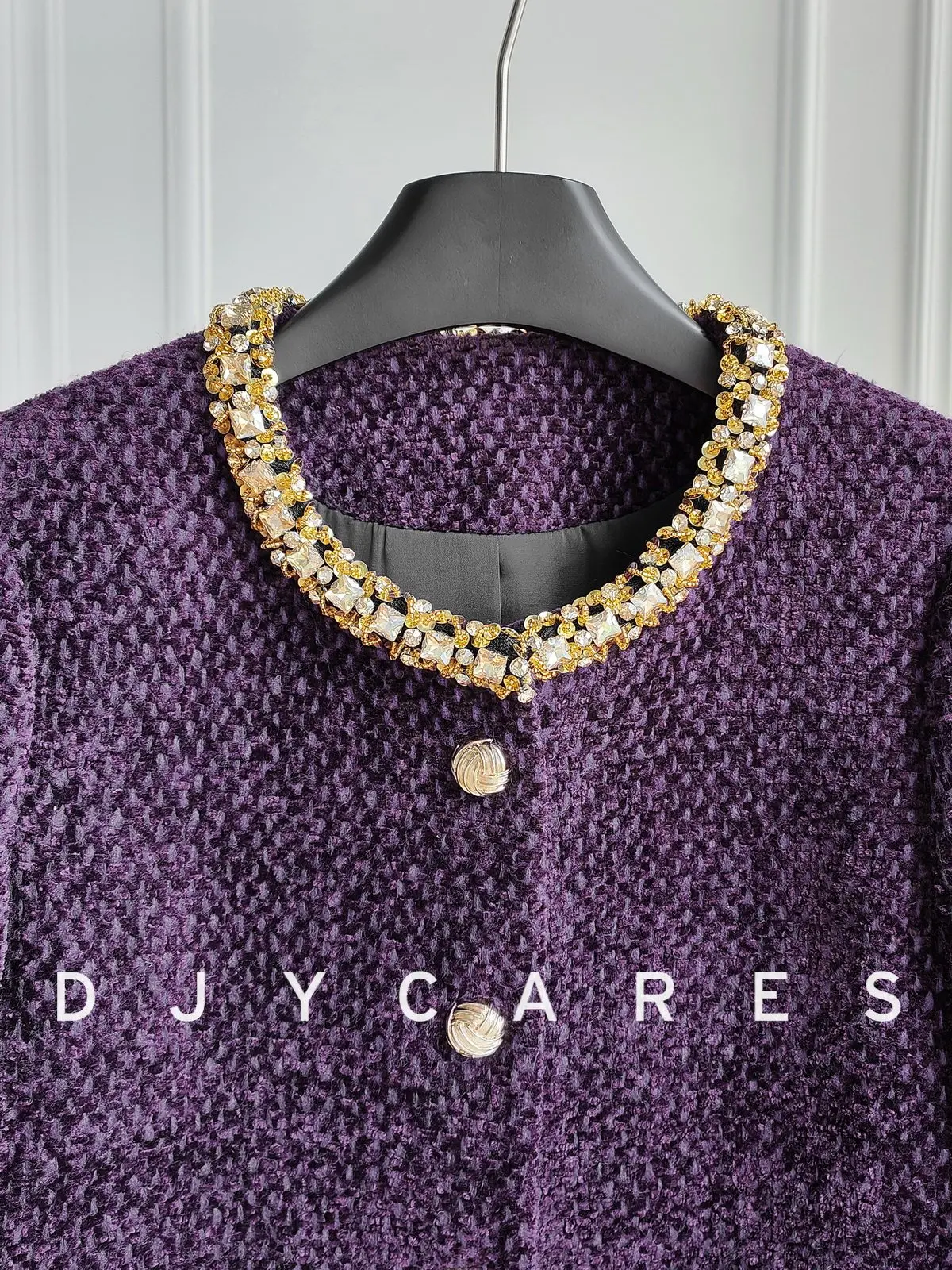 New Retro design purple three-dimensional diamond inlaid top half skirt set big size
