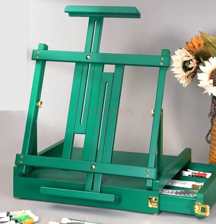 Handheld desktop oil painting drawer style wooden easel foldable portable sketching and painting storage easel